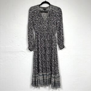 Lucky Brand Ditsy Floral Boho Maxi Dress Womens XS Long Sleeve Cottage Core